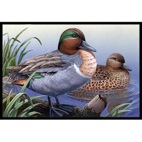 Carolines Treasures PTW2057MAT Green Teal Ducks In The Water Indoor & Outdoor Mat; 18 x 27 in. PTW2057MAT - main